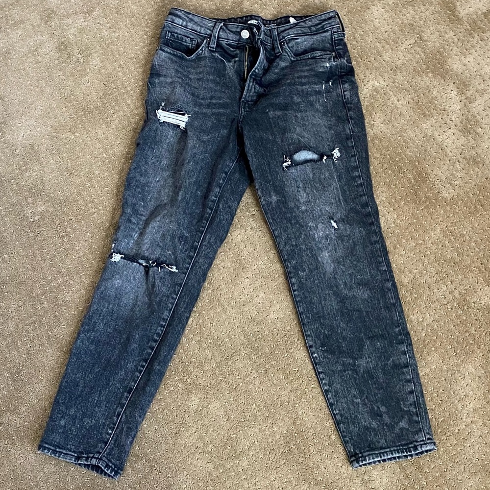 dark washed, straight jeans